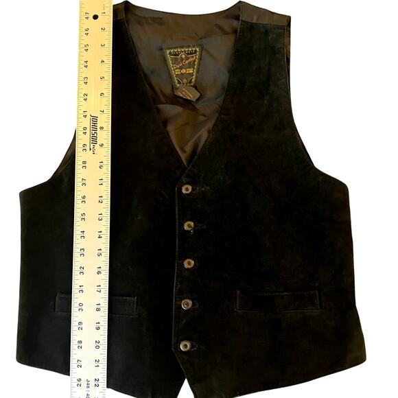 Dual Control VTG Suede Leather Vest Waistcoat Medium Black Western Biker Cowboy - Picture 6 of 6